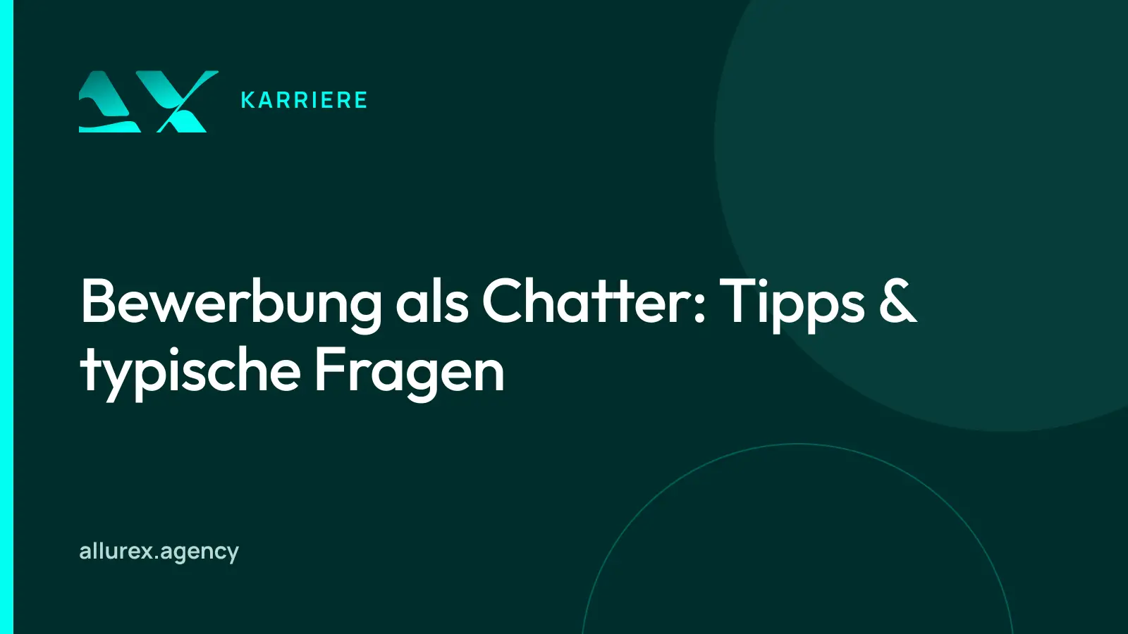 Titelgrafik in Petrol und Cyan mit dem Schriftzug Bewerbung als Chatter