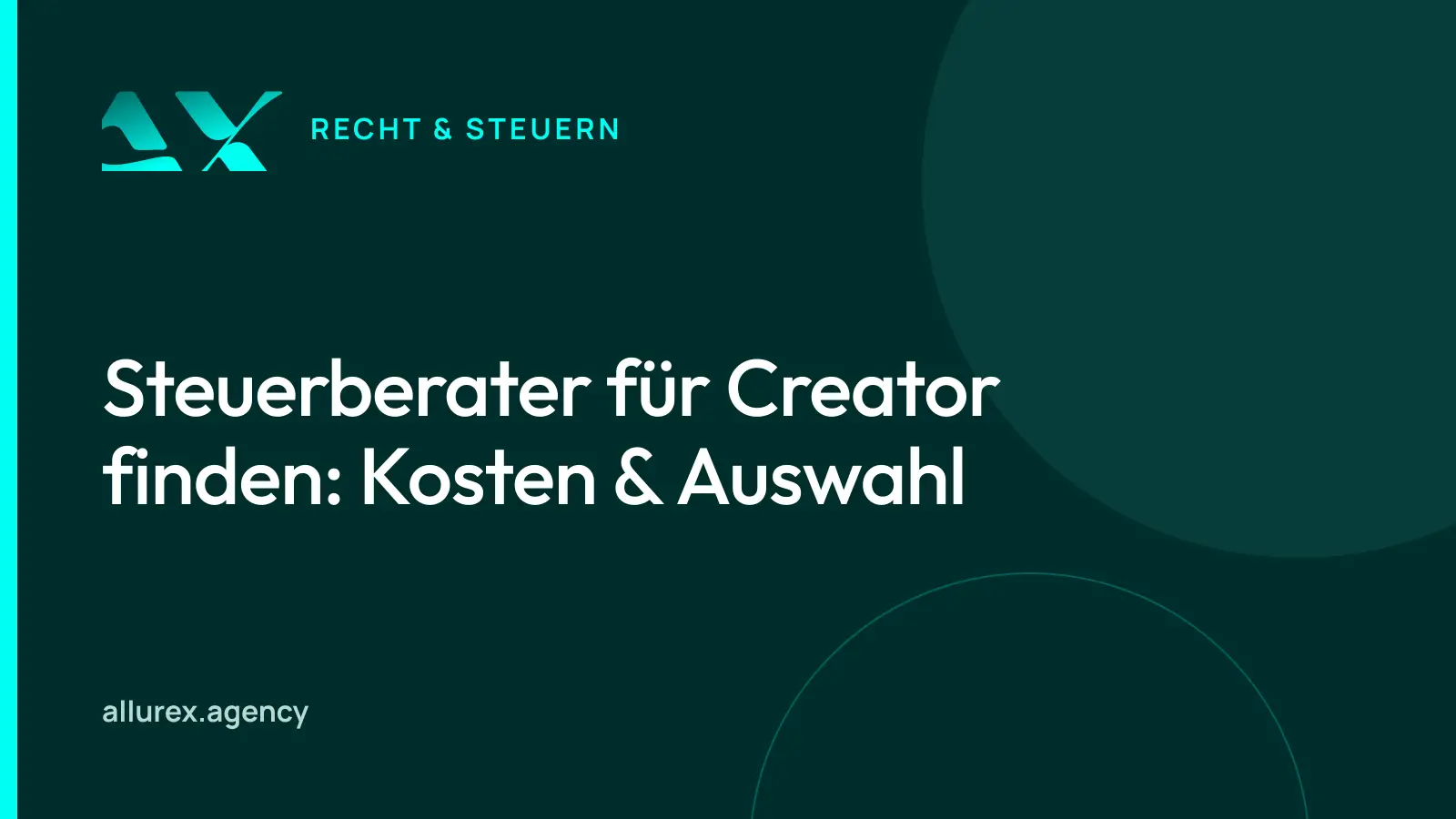 Titelgrafik in Petrol und Cyan mit dem Schriftzug Steuerberater für Creator finden